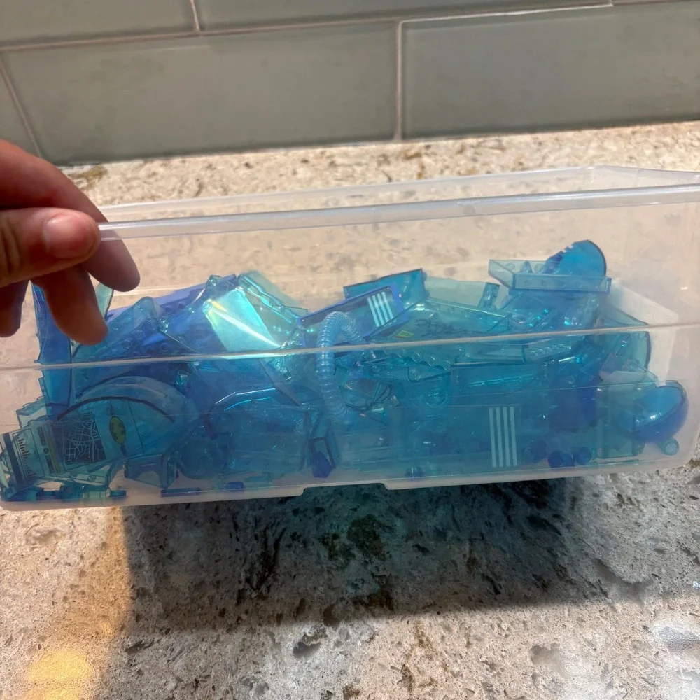 LEGO Translucent Blue Bulk Bricks and Specialty Pieces Lot 1.5lbs+